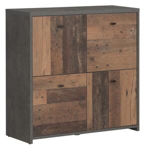 Beile Wooden Sideboard 4 Doors In Dark Grey And Concrete