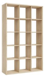 Mabon Wooden Bookcase With 15 Open Cubes In Sonoma Oak