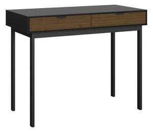 Savva Wooden Laptop Desk With 2 Drawers In Black And Espresso