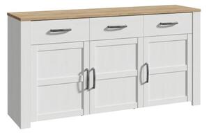 Belgin Sideboard 3 Doors 3 Drawers In Riviera Oak And White