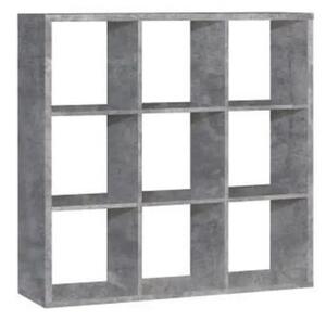 Mabon Wooden Bookcase With 9 Open Cubes In Concrete Effect