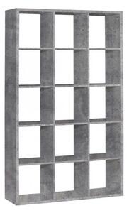 Mabon Wooden Bookcase With 15 Open Cubes In Concrete Effect