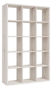 Mabon Wooden Bookcase With 15 Open Cubes In Sand Oak