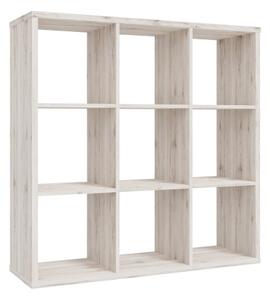 Mabon Wooden Bookcase With 9 Open Cubes In Sand Oak