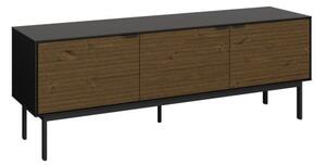 Savva Wooden TV Stand With 3 Doors In Black And Espresso