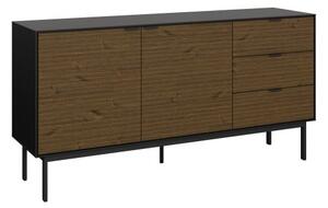 Savva Wooden Sideboard 2 Doors 3 Drawers In In Black And Espresso