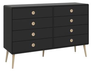 Strafford Wooden Chest Of 8 Drawers Wide In Black