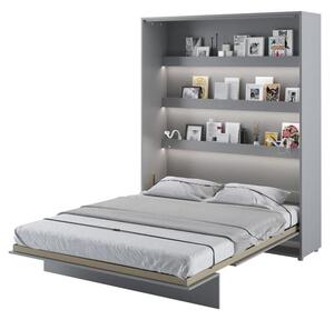 Cortez Wooden King Size Bed Wall Vertical In Matt Grey With LED