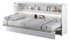 Cortez Wooden Single Bed Wall Horizontal In Matt White With LED