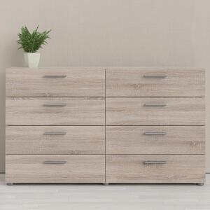 Perkin Wooden Chest Of 8 Drawers Wide In Truffle Oak