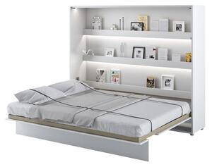 Cortez Wooden King Size Bed Wall Horizontal In White With LED