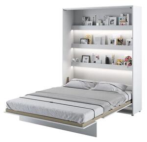 Cortez Wooden King Size Bed Wall Vertical In Matt White With LED