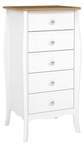 Braque Wooden Chest Of 5 Drawers Narrow In Pure White Coffee