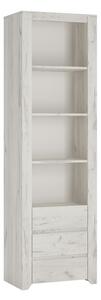 Alink Wooden Bookcase 3 Drawers Tall Narrow In White Craft Oak