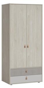 Danville Wooden Wardrobe With 2 Doors 2 Drawers In Light Walnut