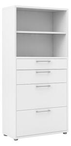 Prax Wooden Bookcase With 1 Shelf 4 Drawers In White