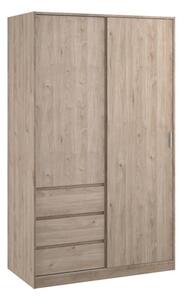 Nakou Sliding Wardrobe 2 Doors 3 Drawers In Jackson Hickory Oak