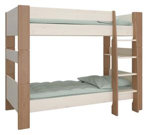 Satria Kids Wooden Bunk Bed In Whitewash And Grey Brown