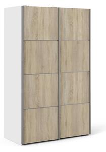 Vrok Sliding Wardrobe With 2 Oak Doors 2 Shelves In White