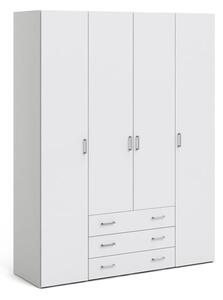 Scalia Wooden Wardrobe With 4 Doors 3 Drawers In White