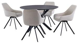 Asher Marble Effect Glass Dining Table 4 Valko Stone Chairs