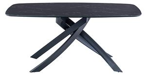 Asher Glass Dining Table Rectangular In Black Marble Effect