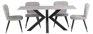 Cielo Black Stone Dining Table With 6 Finn Grey Chairs