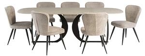 Tristan Grey Stone Dining Table With 8 Finn Grey Chairs