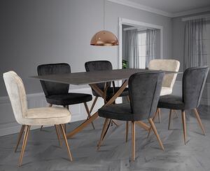 Reyna Black Stone Dining Table With 6 Finn Black Chairs