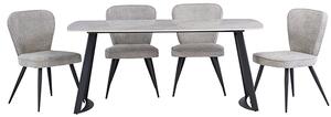 Ivan Carlos Grey Stone Dining Table With 6 Valko Grey Chairs