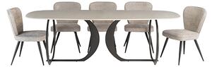 Tristan Grey Stone Dining Table With 6 Finn Grey Chairs