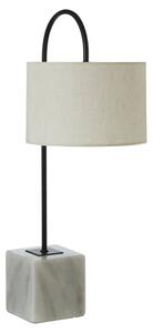 Moroni White Linen Curved Table Lamp With White Marble Base