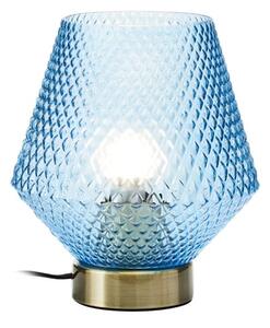 Nelson Blue Glass Shade Table Lamp With Gold Metal Base