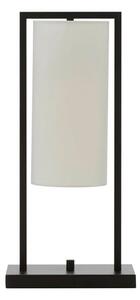 Anzio White Linen Shade Table Lamp With Black Metal Frame