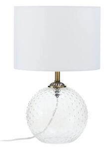 Naxos White Fabric Shade Table Lamp With Clear Glass Globe Base