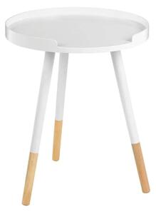 Varna Bamboo Round Side Table In White And Natural