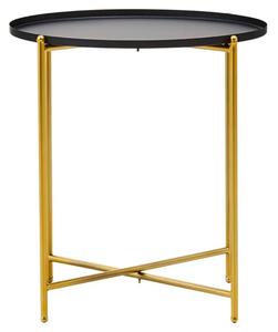 Tavira Black Metal Top Side Table Round With Gold Legs