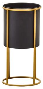 Tavira Small Metal Floor Standing Planter In Black And Gold