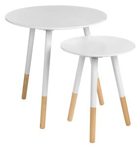 Varna Wooden Set Of 2 Side Tables Round In White