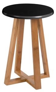 Varna Bamboo Round Stool In Black