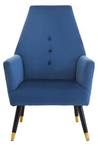 Lagos Velvet Button Detail Armchair In Midnight Blue