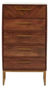 Gijon Mango Wood Chest Of 5 Drawers In Brown