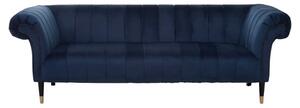 Salta Velvet 3 Seater Sofa In Midnight Blue With Pointed Legs