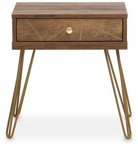 Flora Wooden Side Table With 1 Drawer In Veneering Effect