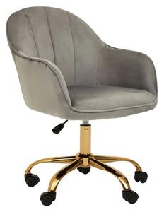 Brent Velvet Home Office Chair In Grey With Gold Base