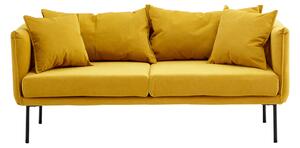 Koper Fabric 2 Seater Sofa In Yellow With Black Legs