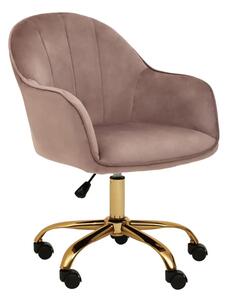 Brent Velvet Home Office Chair In Pink With Gold Base