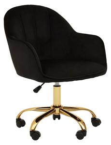 Brent Velvet Home Office Chair In Black With Gold Base