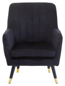 Lagos Velvet Scalloped Armchair In Black With Black Legs