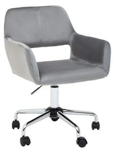 Brent Velvet Home Office Chair In Grey With Chrome Base